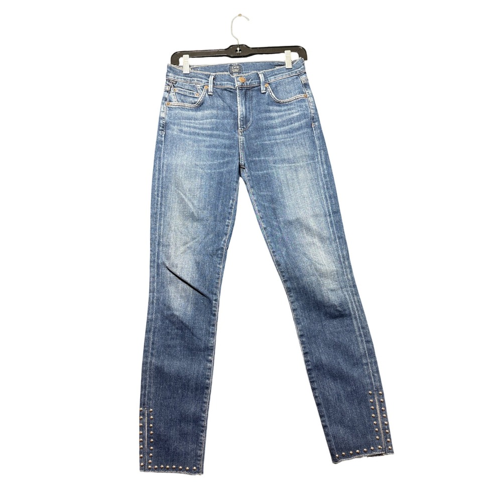 Citizens of Humanity Rocket High Rise Skinny Women 26 Blue Excellent Studded Hem